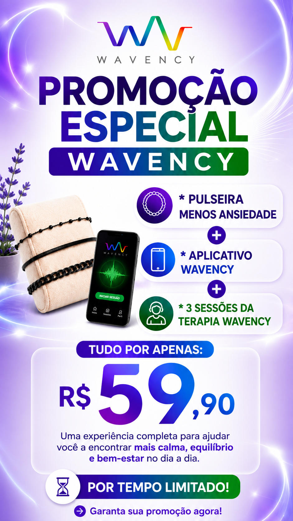 Aplicativo Wavency e 3 sessões da terapia Wavency